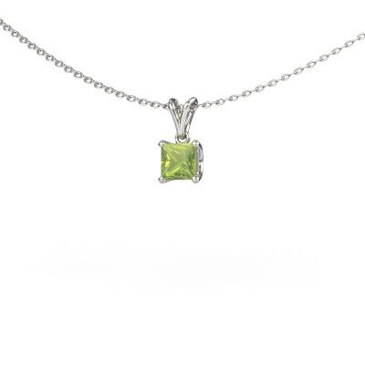 Pendant Sam SQR 585 white gold peridot 4.5 mm