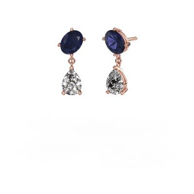 Earrings Toi et Moi OVL-PER 585 rose gold sapphire 8x6 mm