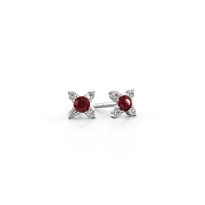Boucles d'oreilles Nina 585 or blanc rubis 3 mm