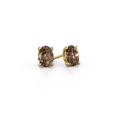 Clous d'oreilles Sam OVL 585 or jaune diamant brun 0.70 crt