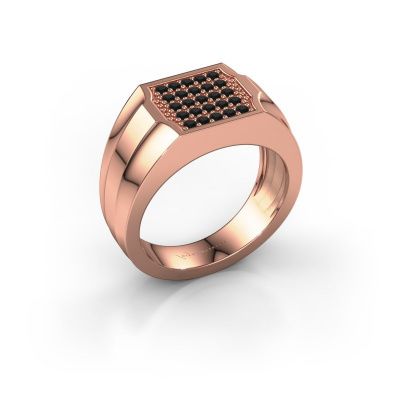 Heren ring Job 585 rosé goud zwarte diamant 0.450 crt