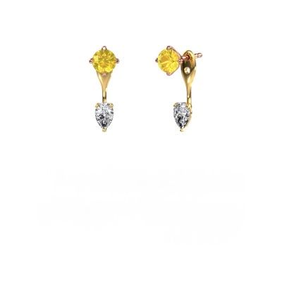 Drop earrings Kate RND-PER 585 rose gold yellow sapphire 5 mm