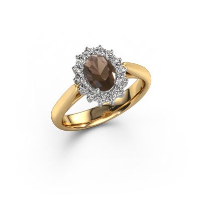 Engagement ring Margien 1 585 gold smokey quartz 7x5 mm