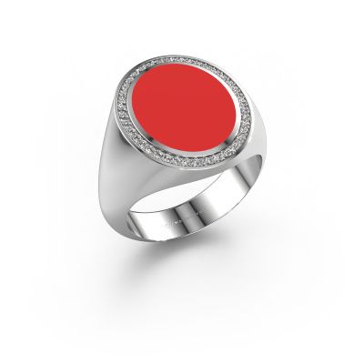 Chevalière Adam 4 950 platine émail rouge 15x12 mm