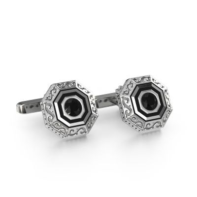 Boutons de manchettes Dion 585 or blanc diamant noir 1.20 crt
