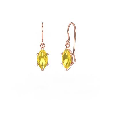 Pendants d'oreilles Laurie MRQ 1 585 or rose saphir jaune 10x5 mm