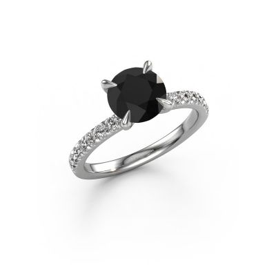Verlovingsring Crystal rnd 2 950 platina zwarte diamant 2.13 crt