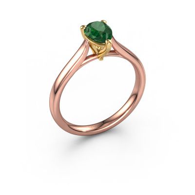 Verlobungsring Mignon per 1 585 Roségold Smaragd 7x5 mm