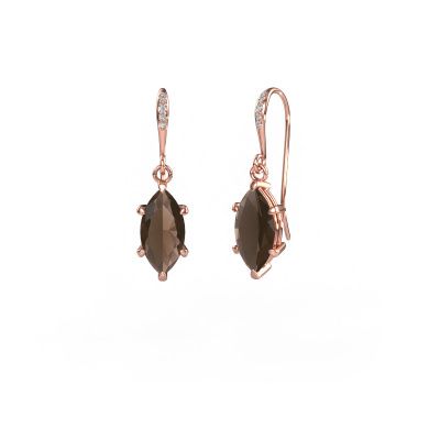 Drop earrings Laurie MRQ 2 585 rose gold smokey quartz 10x5 mm