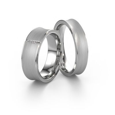 Eheringe set WH2021LM56BM ±6x2 mm 14 Karat Weißgold Diamant 0.008 crt
