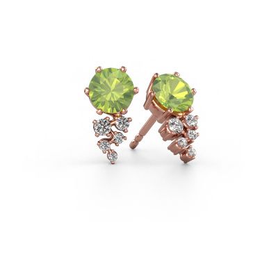 Boucles d'oreilles Royce 585 or rose péridot 6 mm