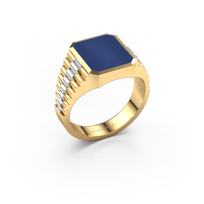 Chevalière Brent 2 585 or jaune lapis lazuli 12x10 mm