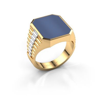 Signet ring Brent 4 585 gold blue sardonyx 16x13 mm