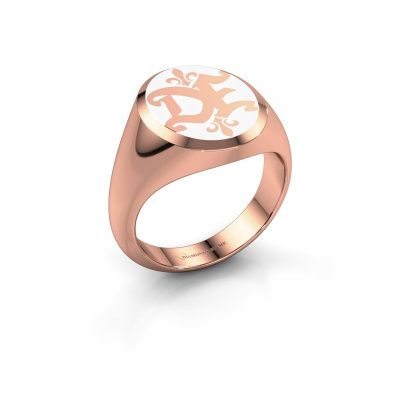 Monogramm Ring Xandro Emaille 585 Roségold weißer Emaille