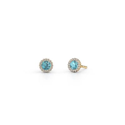 Boucles d'oreilles Queen 585 or jaune topaze bleue 4.2 mm