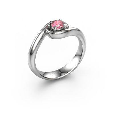 Engagement ring Linn 585 white gold tourmaline pink 4.2 mm