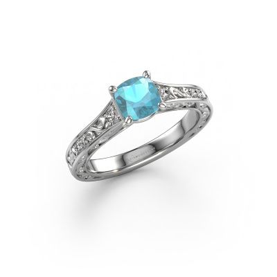 Bague de fiançailles Mallory cus 950 platine topaze bleue 5.5 mm