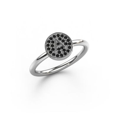 Ring Initial ring 021 585 white gold black diamond