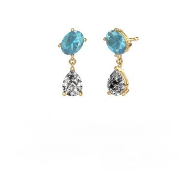 Earrings Toi et Moi OVL-PER 585 gold blue topaz 8x6 mm