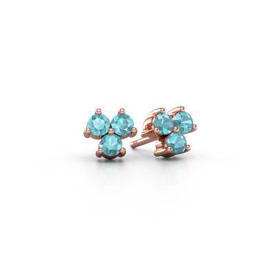 Clous d'oreilles Shirlee 585 or rose topaze bleue 3 mm