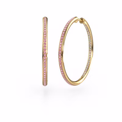 Hoop earrings Sina 30mm 585 gold pink sapphire 1.1 mm