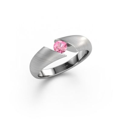 Bague de fiançailles Hojalien 1 585 or blanc saphir rose 4 mm
