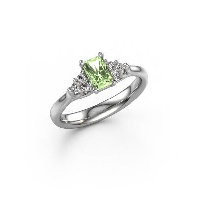 Engagement ring Monika RAD 950 platinum green lab grown diamond 6x4 mm