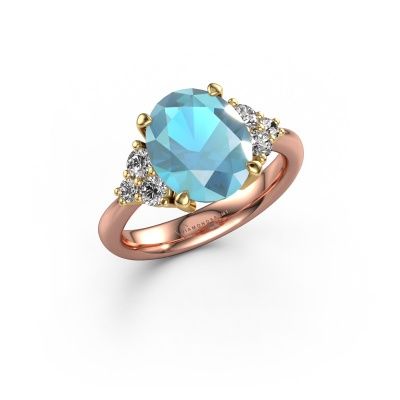 Verlobungsring Aleida OVL 1 585 Roségold Blau Topas 9x7 mm