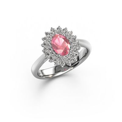 Engagement ring Alina 1 585 white gold tourmaline pink 7x5 mm