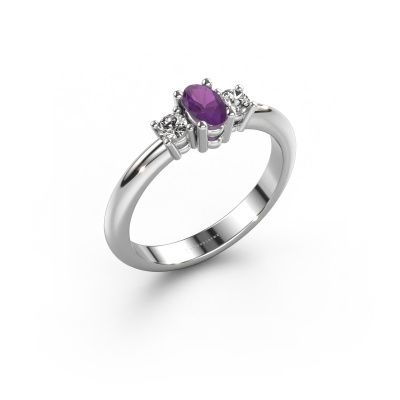 Verlobungsring Karie 585 Weißgold Amethyst 5x3 mm