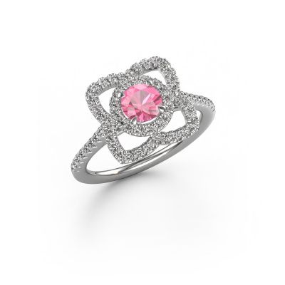 Engagement ring Cleopatra 950 platinum pink sapphire 5 mm