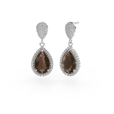 Pendants d'oreilles Tilly per 2 585 or blanc quartz fumé 12x8 mm