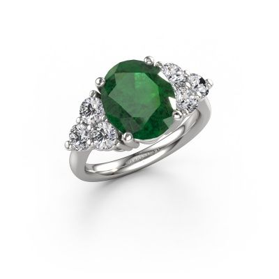 Verlovingsring Serenity OVL 950 platina smaragd 11x9 mm