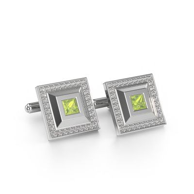 Cufflinks Joris 585 white gold peridot 4 mm