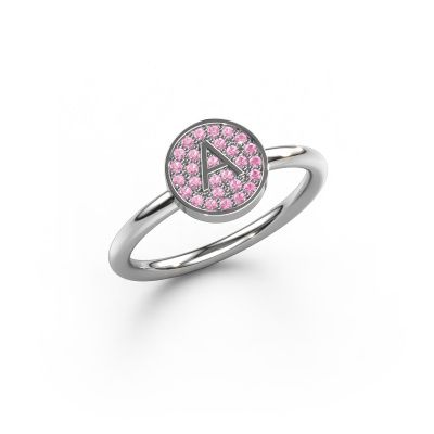 Ring Initial ring 021 585 witgoud roze saffier