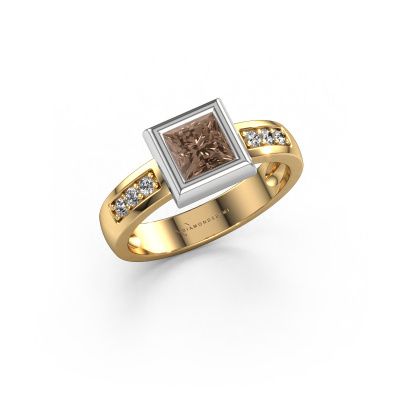 Ring Charlotte Square 585 gold brown diamond 0.80 crt