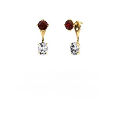 Drop earrings Kate RND-OVL 585 gold garnet 5 mm