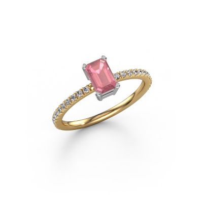 Engagement ring Denita 2 EME 585 gold tourmaline pink 6x4 mm