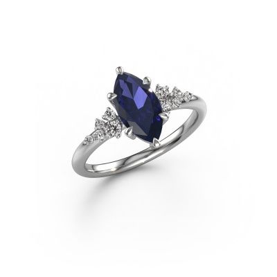 Engagement ring Royce MRQ 950 platinum sapphire 11x5.5 mm