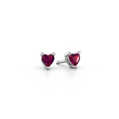 Clous d'oreilles Garnet 585 or blanc rhodolite 4 mm