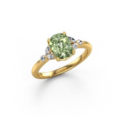 Engagement ring Megan CSH 585 gold green lab grown diamond 8x6 mm