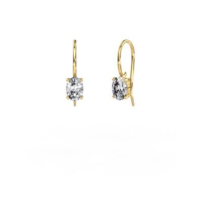 Drop earrings Cleo OVL 585 gold zirconia 7x5 mm