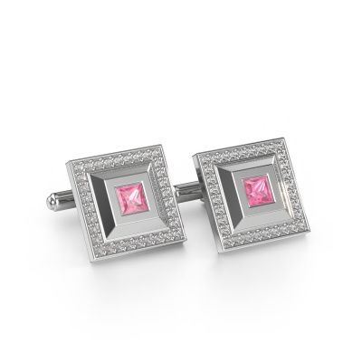 Cufflinks Joris 585 white gold pink sapphire 4 mm