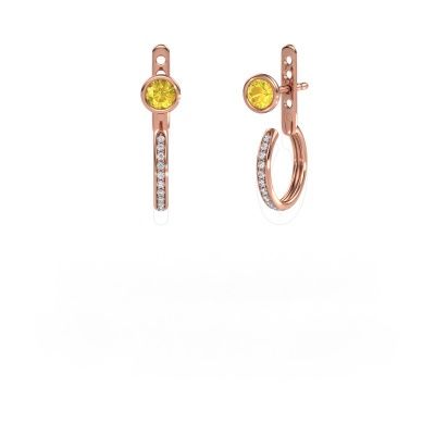 Clous d'oreilles Destiny 585 or rose saphir jaune 4 mm