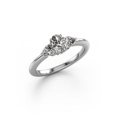 Engagement ring Chanou OVL 950 platinum zirconia 7x5 mm