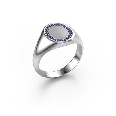 Men's ring Floris Oval 2 585 white gold sapphire 1.2 mm