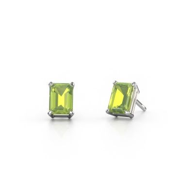 Stud earrings Sam EME 950 platinum peridot 7x5 mm