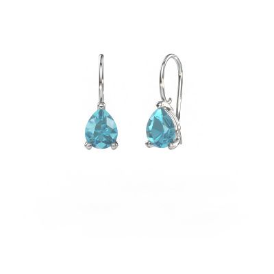 Pendants d'oreilles Cleo PER 585 or blanc topaze bleue 8x6 mm