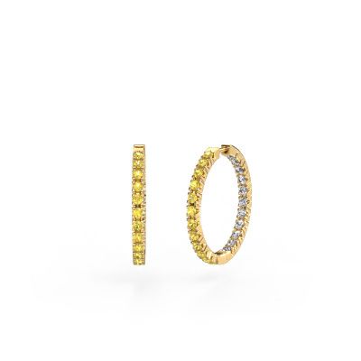 Créoles Miki 20mm 585 or jaune saphir jaune 2 mm