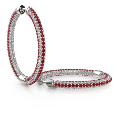 Hoop earrings Hope 25mm 585 white gold ruby 1 mm
